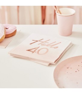 Hello 40 Rose Gold Napkins