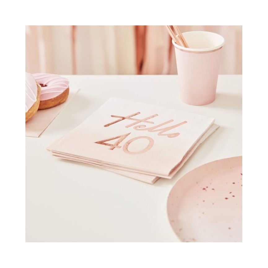 Hello 40 Rose Gold Napkins
