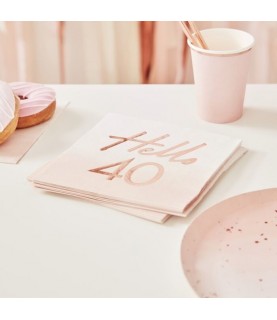 Hello 40 Rose Gold Napkins