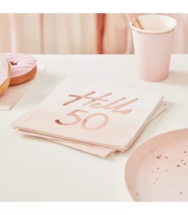 Hello 50 Rose Gold Napkins