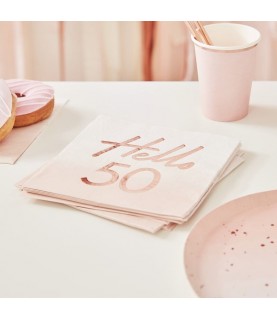 Hello 50 Rose Gold Napkins