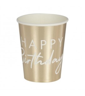 Gold Happy Birthday Cups