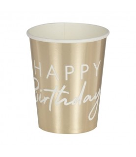 Gold Happy Birthday Cups