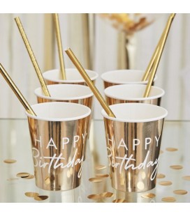 Gold Happy Birthday Cups