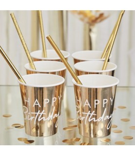 Gold Happy Birthday Cups