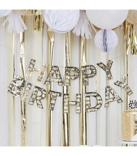 Gold Fringe Happy Birthday Garland