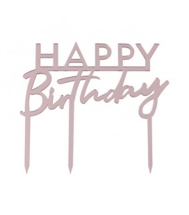 Pink Acrylic Happy Birthday Cake Topper