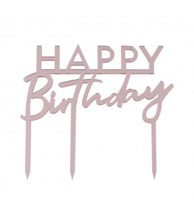 Pink Acrylic Happy Birthday Cake Topper