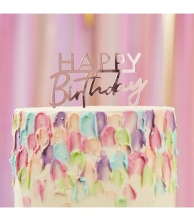 Pink Acrylic Happy Birthday Cake Topper