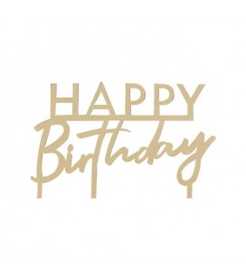 Gold Acrylic Happy Birthday Cake Topper