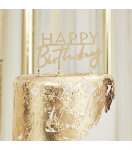 Gold Acrylic Happy Birthday Cake Topper