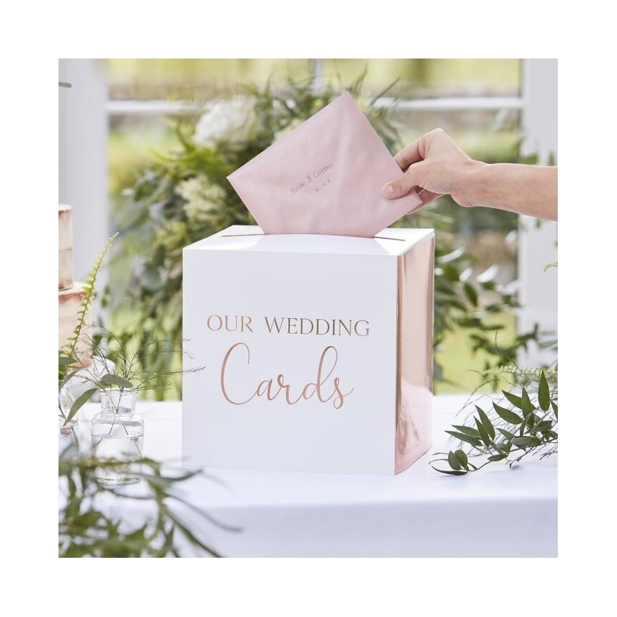 Rose Gold Wedding Post Box "Cards"