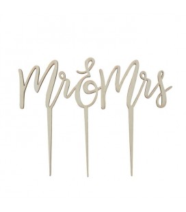 Cake Topper en Bois Mr & Mrs