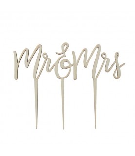 Wooden Mr & Mrs Cake Topper