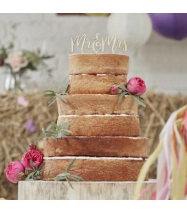 Wooden Mr & Mrs Cake Topper
