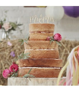 Wooden Mr & Mrs Cake Topper