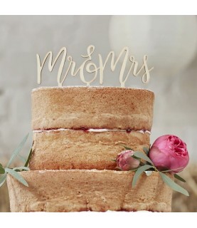 Wooden Mr & Mrs Cake Topper
