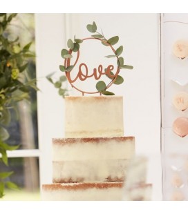 Cake Topper Acrylique Doré Love