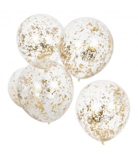 5 Ballons Micro- Confettis Dorés