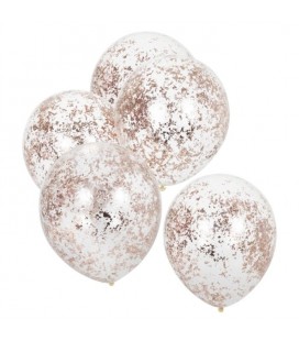 5 Rose Gold Shredded Confetti Balloons