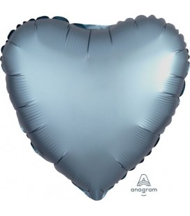 Heart Steel Blue Satin Luxe Foil Balloon