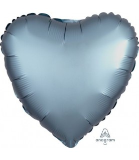 Heart Steel Blue Satin Luxe Foil Balloon