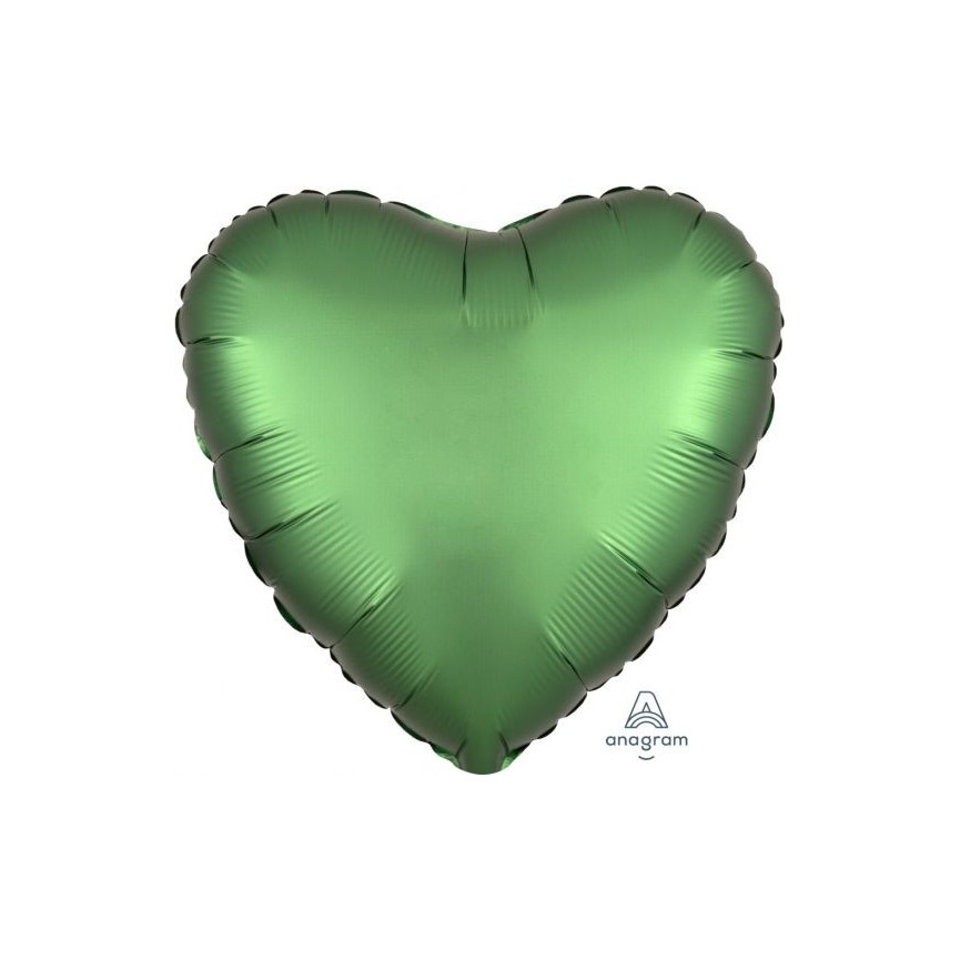 Heart Emerald Green Satin Luxe Foil Balloon