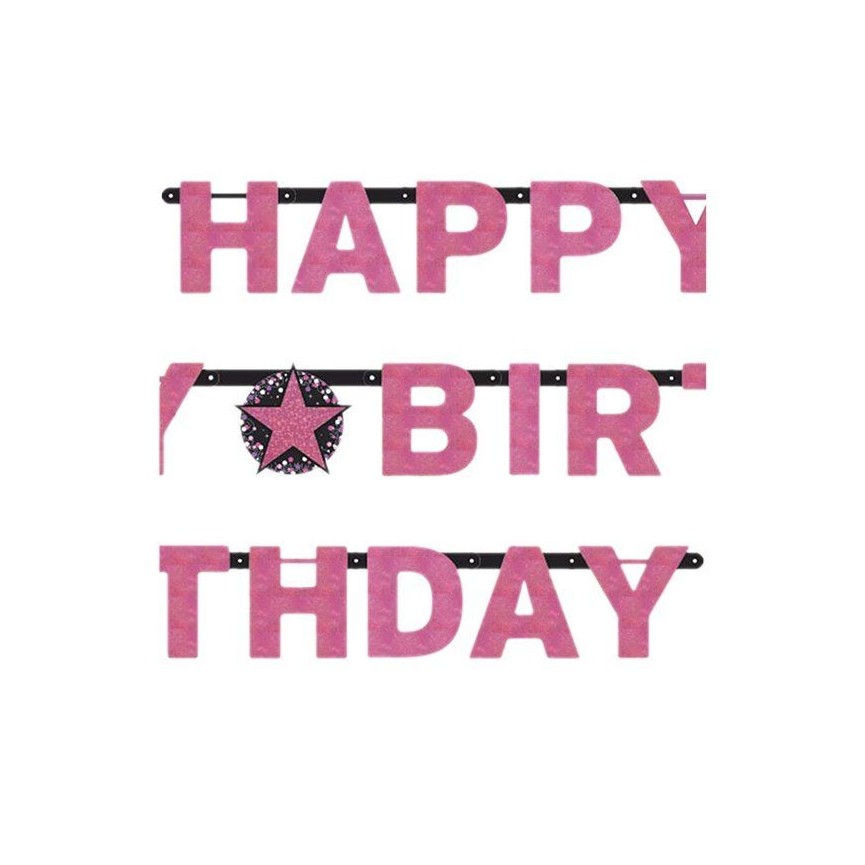 Pink Sparkle Happy Birthday Garland