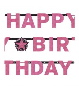 Pink Sparkle Happy Birthday Garland