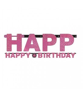 Pink Sparkle Happy Birthday Garland