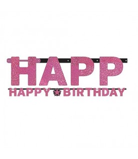 Pink Sparkle Happy Birthday Garland