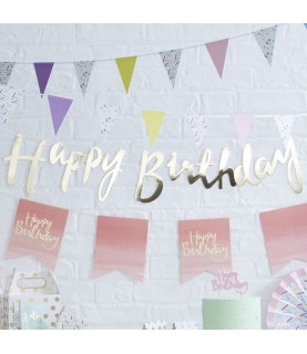 Gold Happy Birthday Garland