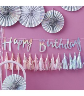 Iridescent Happy Birthday Garland
