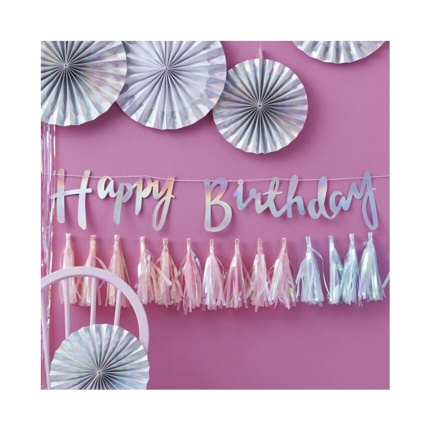 Iridescent Happy Birthday Garland