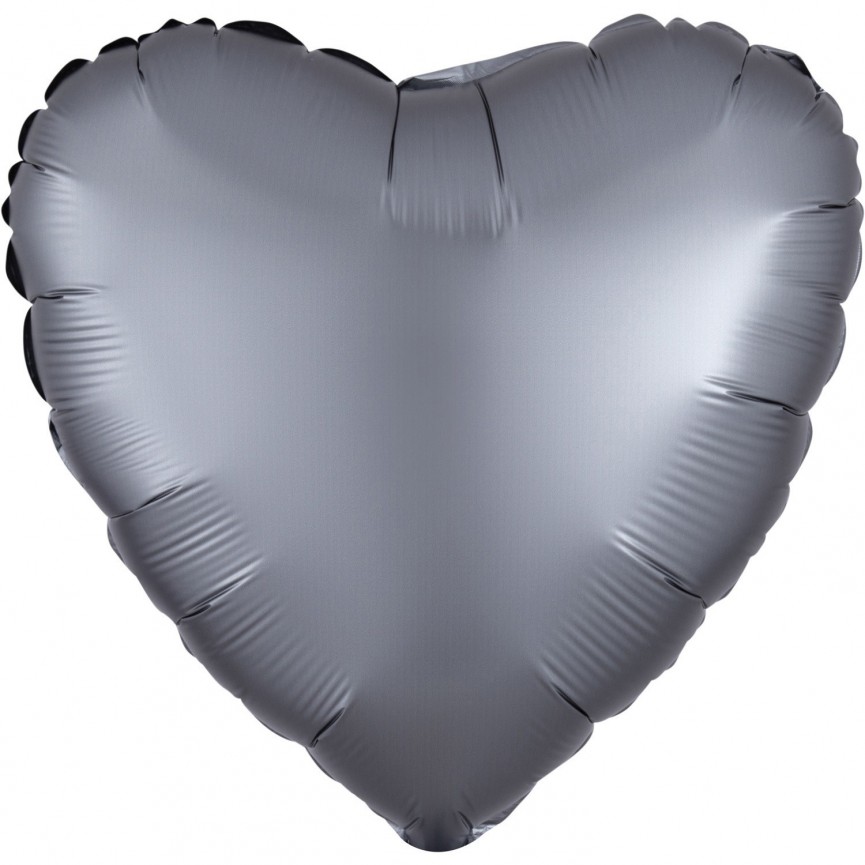 Graphite Heart Satin Luxe Foil Balloon