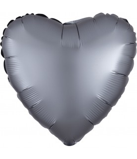 Graphite Heart Satin Luxe Foil Balloon
