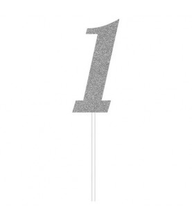 Silver Glitter Topper Chiffre 1