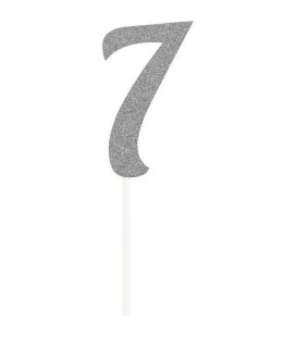 Silver Glitter Topper Chiffre 7