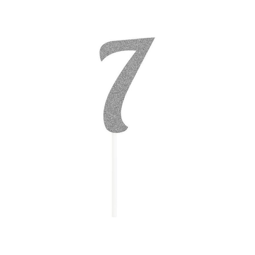 Silver Glitter Topper Chiffre 7