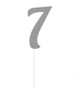 Silver Glitter Topper Chiffre 7