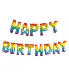 Rainbow Happy Birthday Letters Mylar Balloons