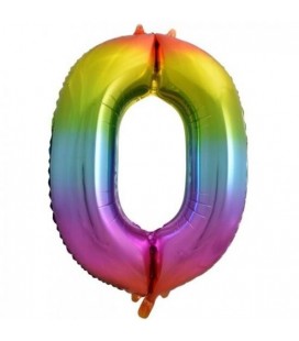 Rainbow Mylar Ballon Number 0
