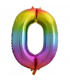 Rainbow Mylar Ballon Number 0