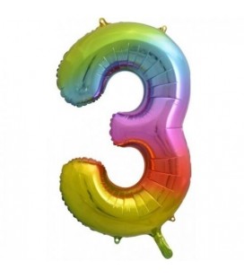 Rainbow Foil Ballon Number 3