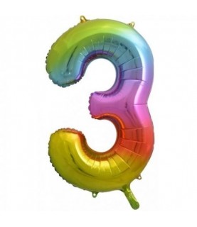 Rainbow Foil Ballon Number 3