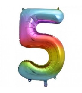 Rainbow Foil Ballon Number 5