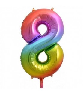 Rainbow Foil Ballon Number 8