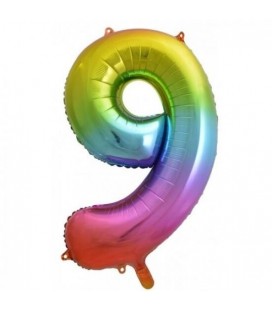 Rainbow Foil Ballon Number 9