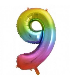 Rainbow Foil Ballon Number 9