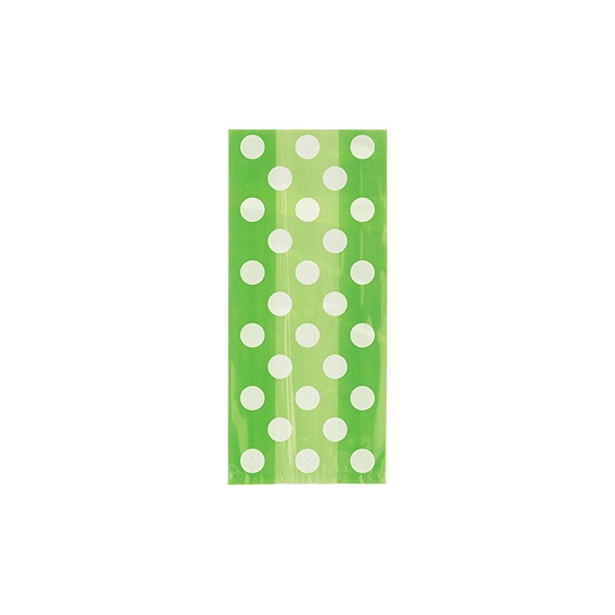 20 Lime Polka Dots Cello Bags
